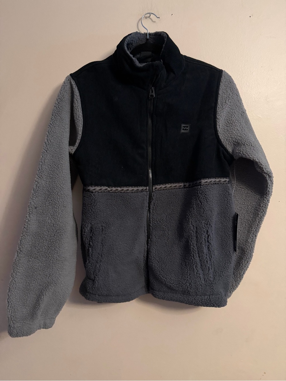 Men’s Two-Tone Gray Sherpa Zip Jacket